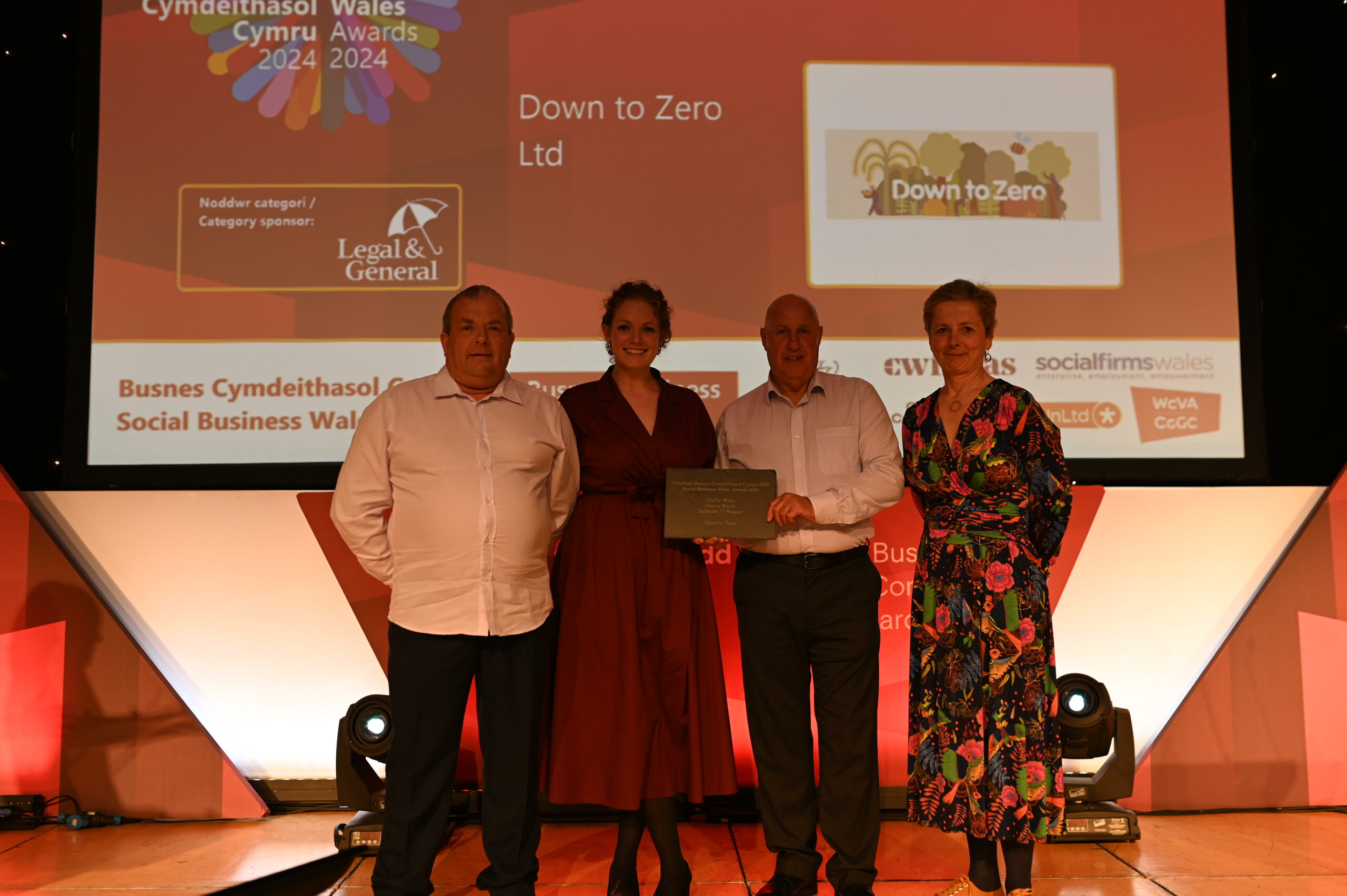 Down to Zero Ltd collect their award at the Social Business Wales Awards 2024